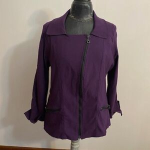 Windrige by Cheryl Nash Purple windbreaker with cuffed sleeves, size XL